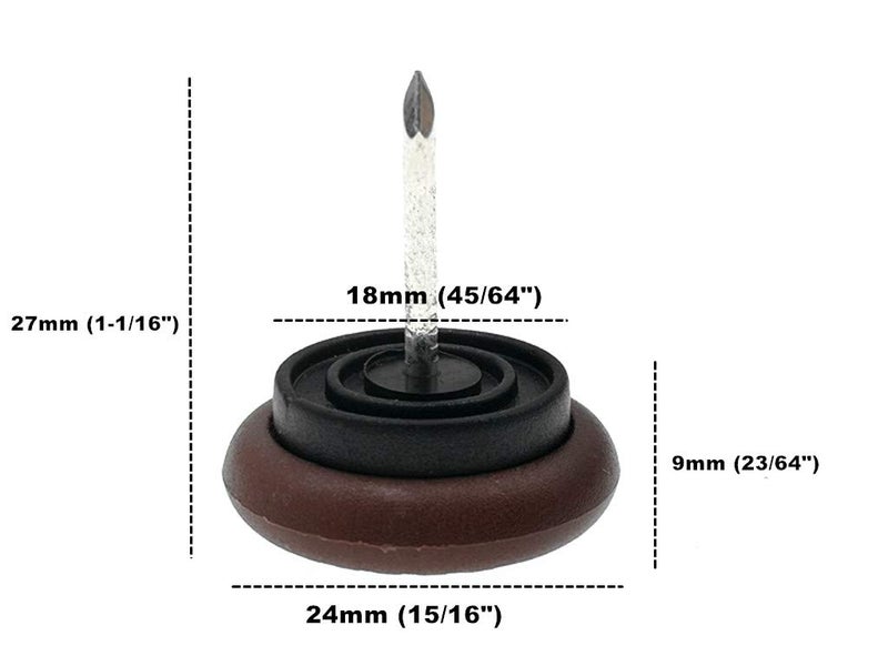 ALIMITOPIA 40pcs Furniture Chair Glide Nail-in Thickened Nylon Slider Pad Floor Protector for Wooden Furniture Chair Tables Leg Feet(Î¦24mm or 15/16";Brown) - Image 2